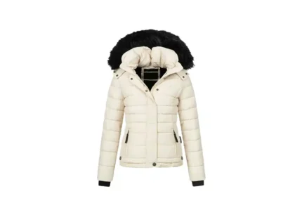 Warme  beige Steppjacke Kurz gefüttert