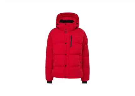 Rote Herren Winterjacke Mit Schriftprint